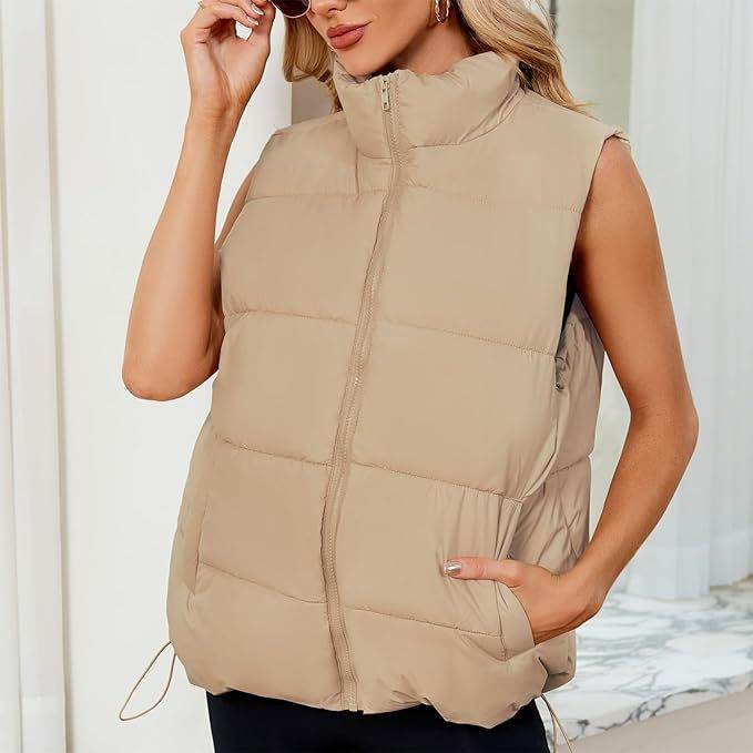 Women's Sleeveless Stand-up Collar Thermal Down Cotton-padded Vest - Shanilia