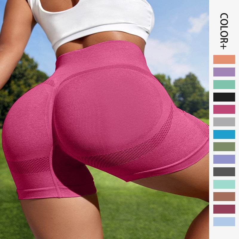 Women Sport Seamless Short Leggings High Waist Elastic Solid Yoga Leggings Ftness Gym Trainning Joggings Pants - Shanilia