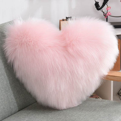 Fluffy Shaggy Heart-Shaped Throw Pillow Covers for a Cozy Home Decor - Shanilia