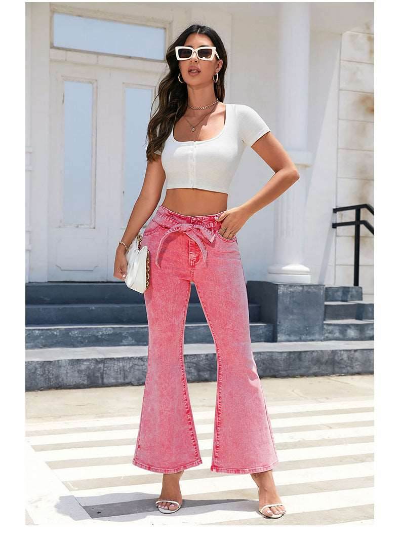 Solid Color Versatile Slim Women's Flare Pants - Shanilia