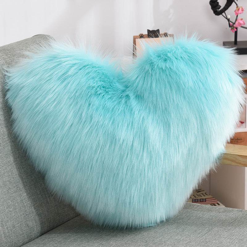 Fluffy Shaggy Heart-Shaped Throw Pillow Covers for a Cozy Home Decor - Shanilia