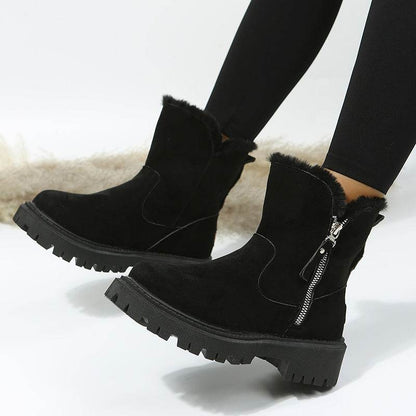 Thick Plush Snow Boots Women Faux Suede Non-slip Winter Shoes - Shanilia