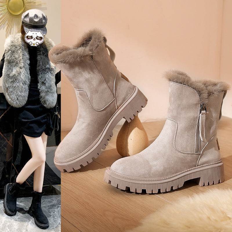 Cotton-Padded Shoes Fur Snow Boots | Fleece-Lined Casual Martin - Shanilia