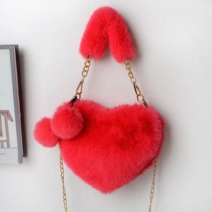 Love Bags Soft Plush Handbags Women Valentine's Day Party Bag - Shanilia