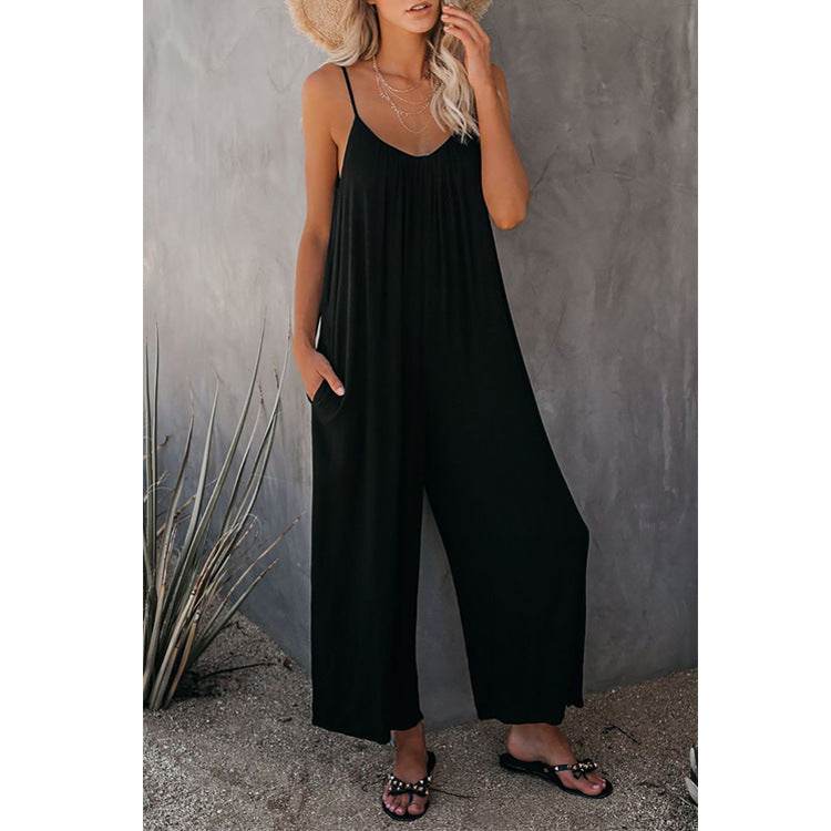 Women's Loose Sleeveless Jumpsuits Romper With Pockets | Long Pant Summer - Shanilia