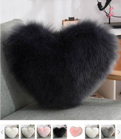 Fluffy Shaggy Heart-Shaped Throw Pillow Covers for a Cozy Home Decor - Shanilia