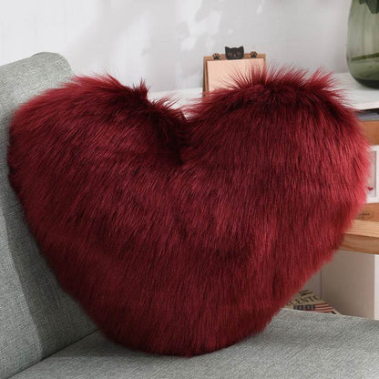 Fluffy Shaggy Heart-Shaped Throw Pillow Covers for a Cozy Home Decor - Shanilia