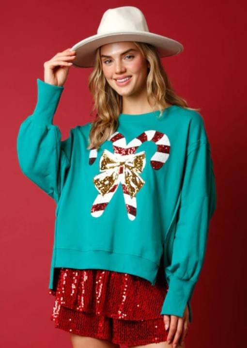 Women's Christmas Sequins Long Sleeve Pullover Hoodie - Shanilia