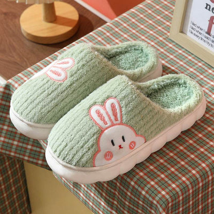 Cute Rabbit Striped Slippers For Women | Thick-soled Indoor Couple Slippers - Shanilia