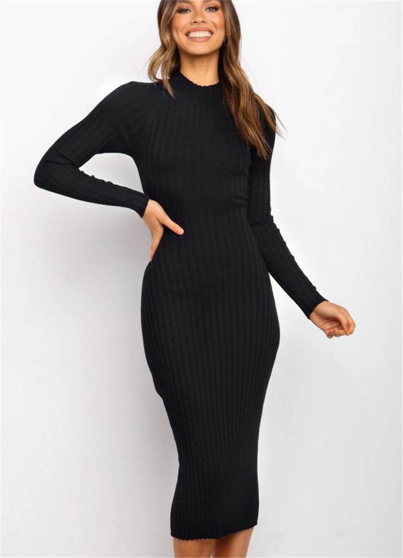 New Style Women's Suits Sweater Dresses | Solid Color Backless Bow Tight Dresses - Shanilia