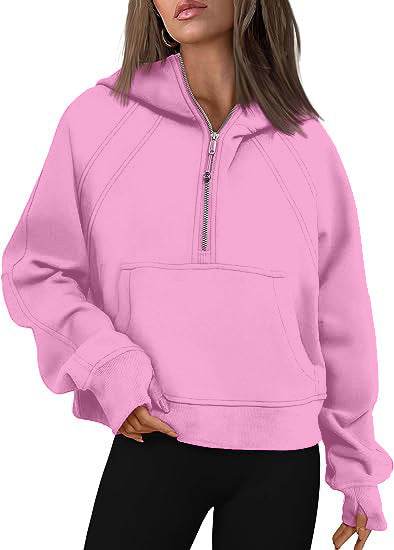 Women Zipper Hoodies Sweatshirts With Pocket - Loose Sport Tops Long Sleeve Pullover Sweaters - Shanilia