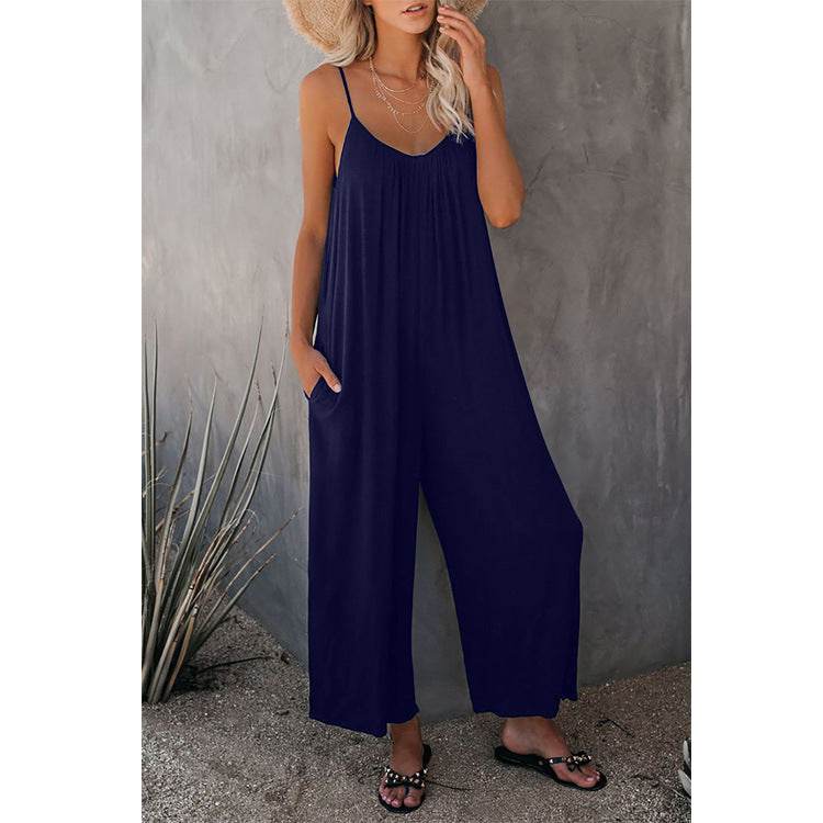 Women's Loose Sleeveless Jumpsuits Romper With Pockets | Long Pant Summer - Shanilia