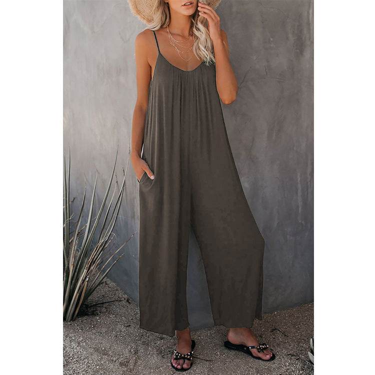 Women's Loose Sleeveless Jumpsuits Romper With Pockets | Long Pant Summer - Shanilia