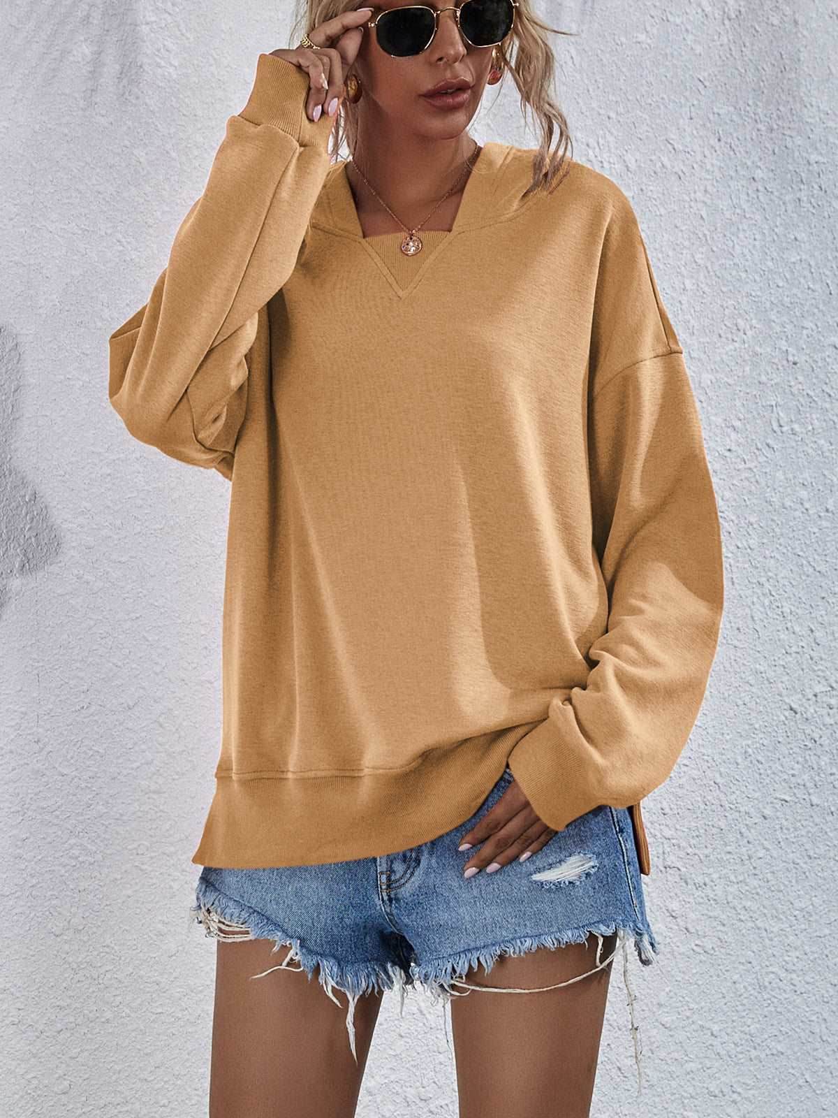 Women's Hoodie Sweatshirt | Sports Casual Candy Color Long Sleeve Tops - Shanilia