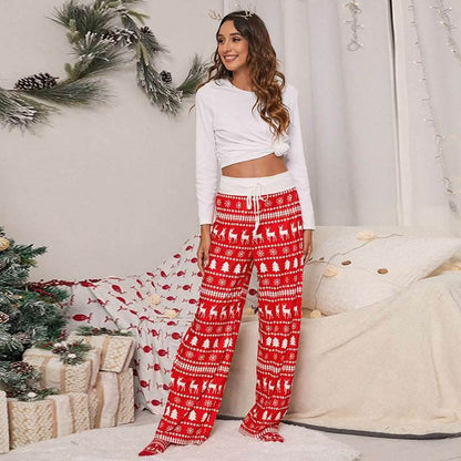 Casual Drawstring Trousers | Pants With Elk Christmas - Shanilia