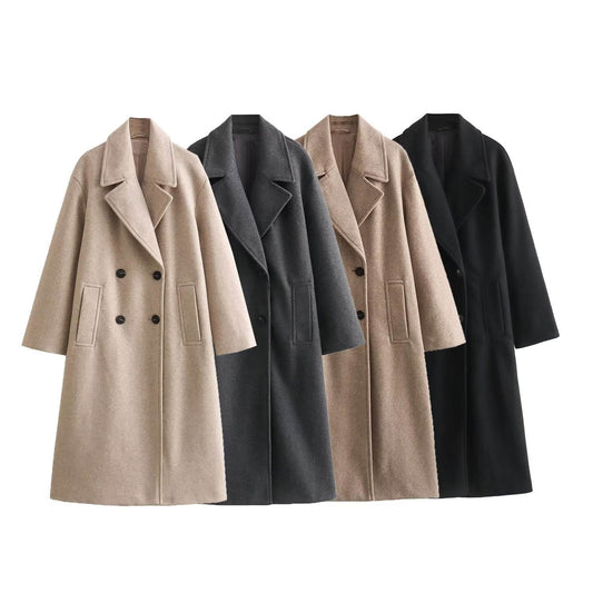 Women's Soft Loose Woolen Overcoat Coat - Shanilia