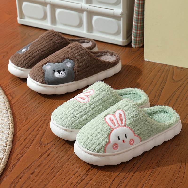 Cute Rabbit Striped Slippers For Women | Thick-soled Indoor Couple Slippers - Shanilia