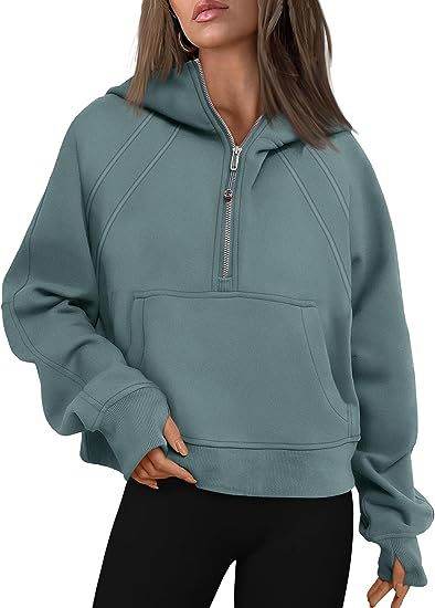 Women Zipper Hoodies Sweatshirts With Pocket - Loose Sport Tops Long Sleeve Pullover Sweaters - Shanilia