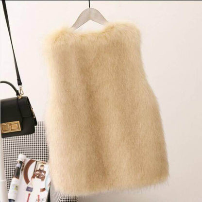 Women's Imitation Fox Fur Waistcoat Vest - Plus Size Furry Cotton Vest - Shanilia