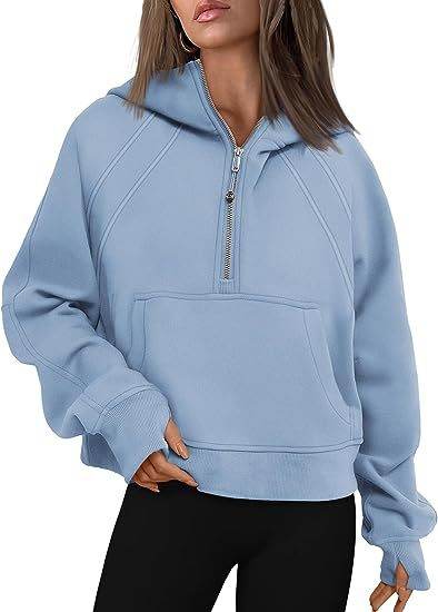 Women Zipper Hoodies Sweatshirts With Pocket - Loose Sport Tops Long Sleeve Pullover Sweaters - Shanilia