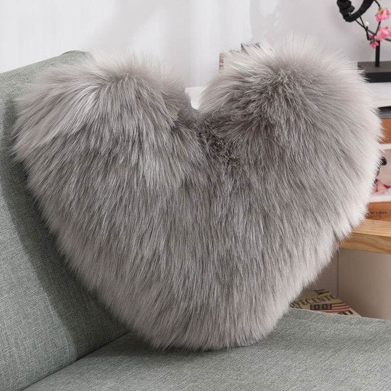 Fluffy Shaggy Heart-Shaped Throw Pillow Covers for a Cozy Home Decor - Shanilia