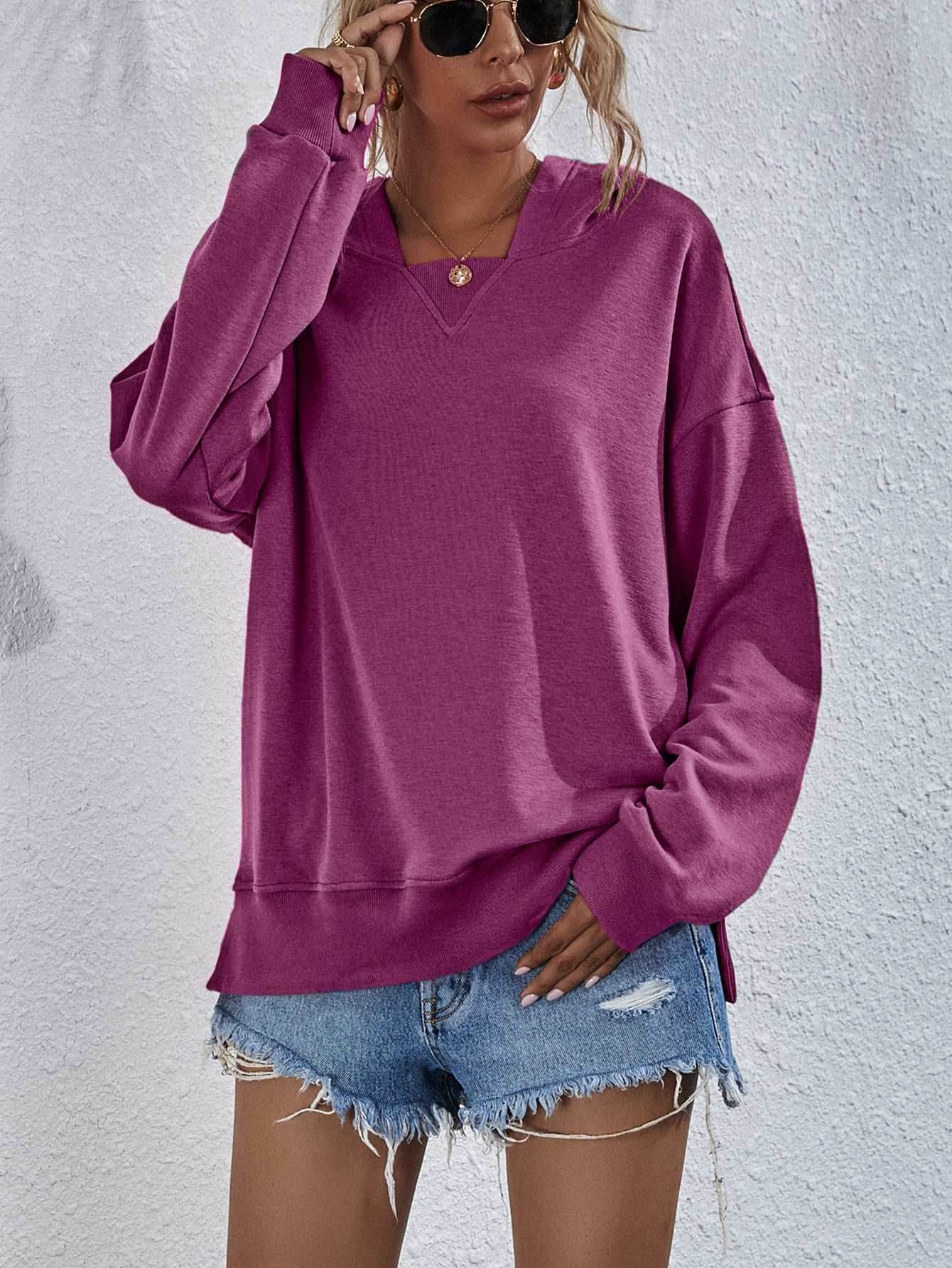 Women's Hoodie Sweatshirt | Sports Casual Candy Color Long Sleeve Tops - Shanilia