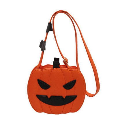 Halloween Bags Funny Pumpkin Cartoon Shoulder Crossbody Bag With Bat - Shanilia