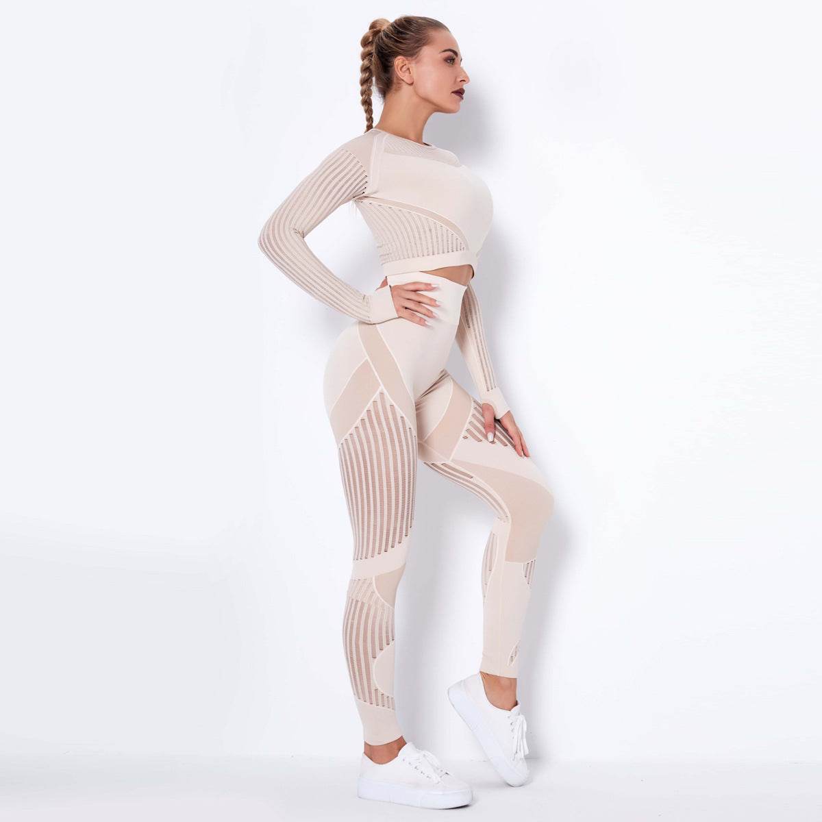 Seamless Knitted Absorbent Yoga Long-Sleeved Suit Yoga Wearsuit - Shanilia