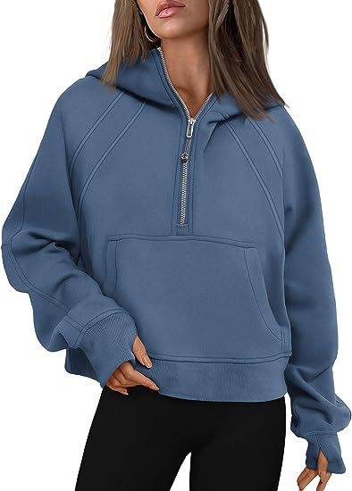 Women Zipper Hoodies Sweatshirts With Pocket - Loose Sport Tops Long Sleeve Pullover Sweaters - Shanilia