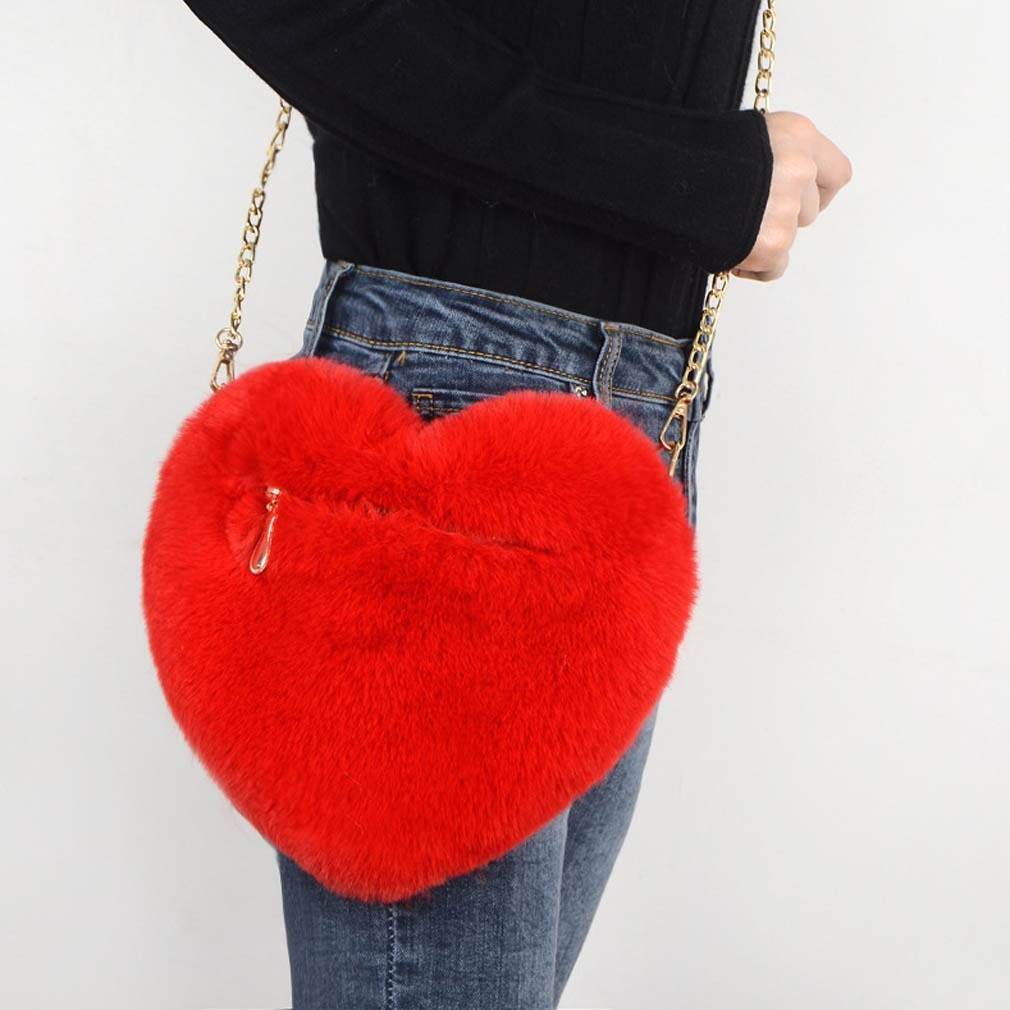 Love Bags For Women Plush Chain Shoulder Bags Valentine's Day Party Bag - Shanilia