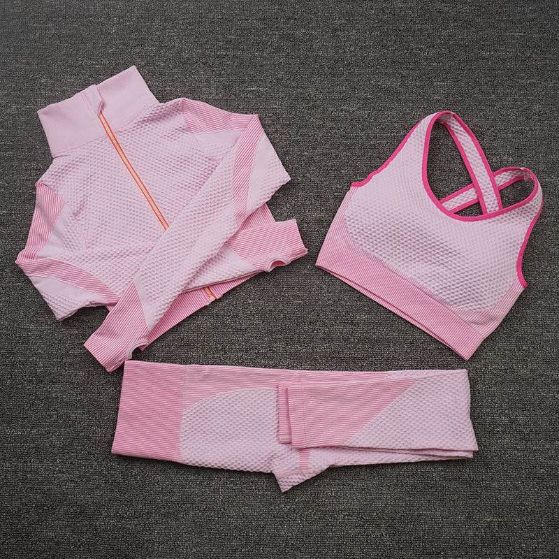 Three-piece Stretch Fitness Pants Sports Yoga Suit - Shanilia