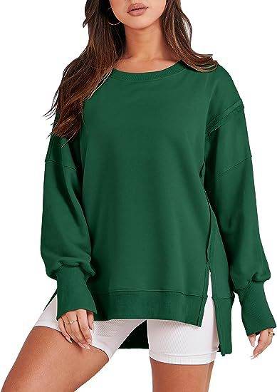 Women's Oversized Sweatshirt - Neck Long Sleeve Pullover Hoodie - Shanilia