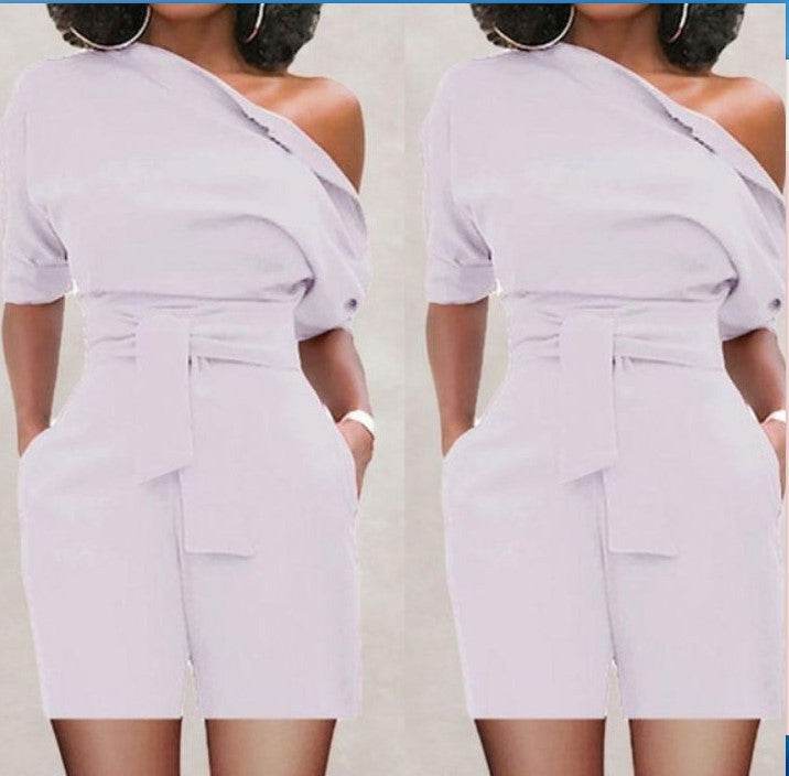 Women's Shoulder Button One-piece Shorts Suit | Jumpsuits - Shanilia