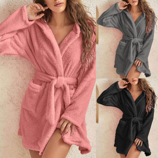 Cute Duck Pajamas: Coral Velvet Winter Nightgown for Women - Shanilia