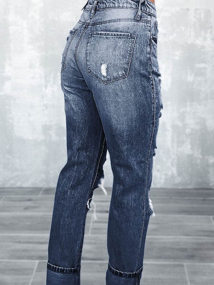 Vintage Tattered High Waist Skinny Jeans - Shanilia