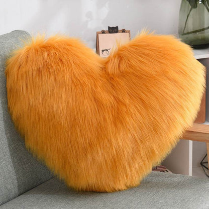 Fluffy Shaggy Heart-Shaped Throw Pillow Covers for a Cozy Home Decor - Shanilia