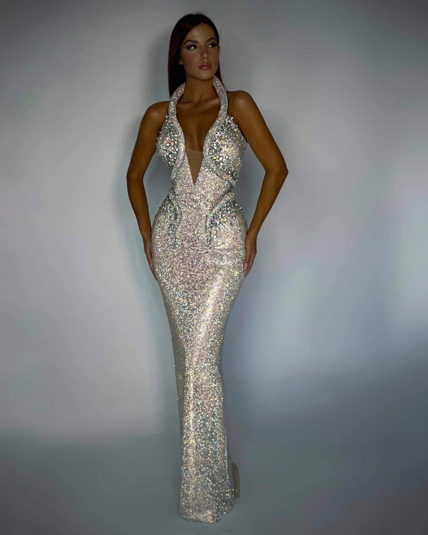 Sexy Sequined Banquet Dress Sheath Trailing Evening Dress - Shanilia